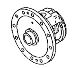 John Deere MIU800005 front differential case, showing detailed view of the tractor part in a technical diagram.