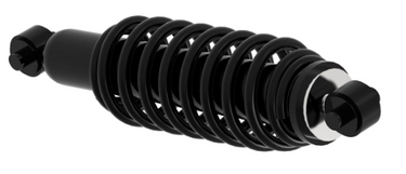 John Deere AM136986 shock absorber, high-performance replacement part, showing metallic cylinder with mounting points.