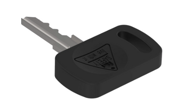 John Deere TCA24616 key, essential replacement part for John Deere equipment, shown in the image with a metal key and branding details.