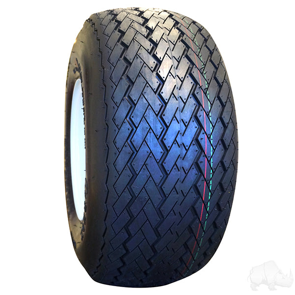 Redhawk RHOX golf cart tire, 18x8.5-8, 4 ply, DOT-rated, rugged off-road tire with tread pattern suitable for golf carts.
