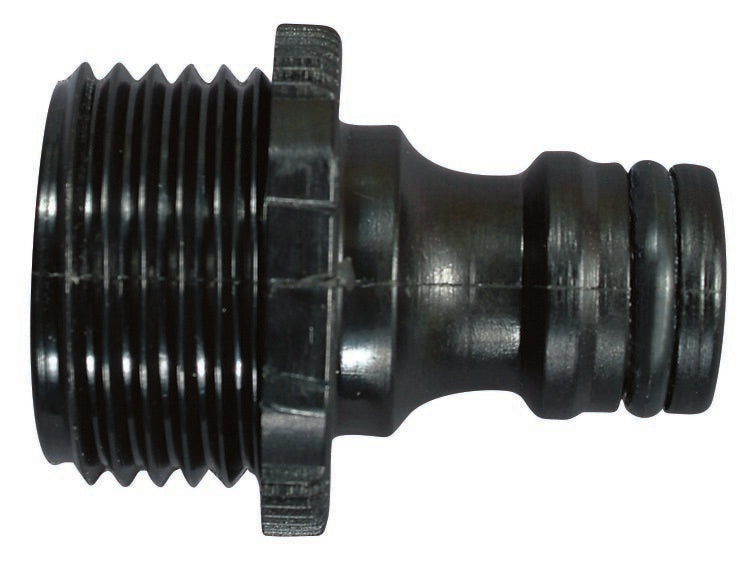 Battery Watering Technologies quick connect adapter for battery watering system, male connector for leak-proof, tool-free connection.