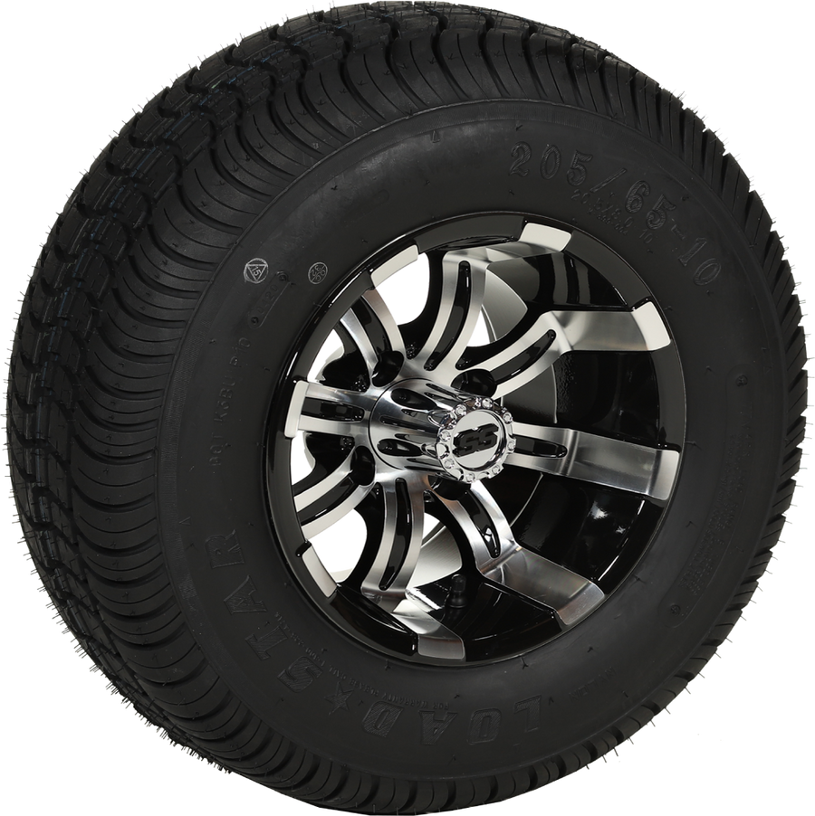 E-Z-GO OEM 662369K01 205-65-10 Wheel Tire Assembly Spartan SS 10x7 Stainless for Golf Carts