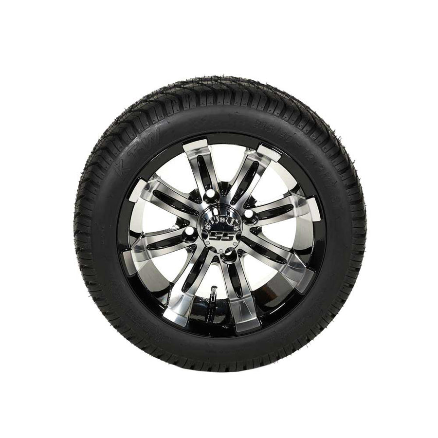 OEM E-Z-GO 671969 PARA Spartan wheel and tire assembly in 215/40-12 size for golf carts, premium quality.
