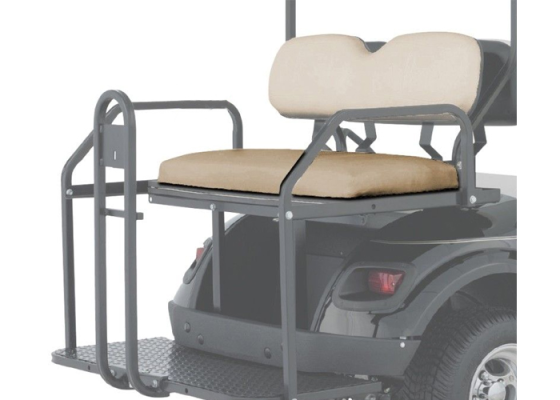 E-Z-GO OEM tan seat bottom assembly for golf carts, replacement part 632837G03 featuring durable seat cushion and frame.