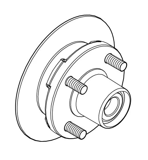 E-Z-GO OEM front disc hub assembly for golf carts, showing the brake hub with mounting surface and surrounding components.