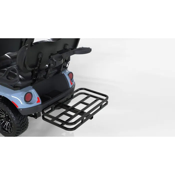 E-Z-GO OEM 10045551 two bag golf cart attachment with cargo rack, weatherproof storage solution for EZGO golf carts.