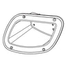 E-Z-GO OEM LX tail light bezel RH replacement part for golf carts, showing the black plastic bezel with mounting details.