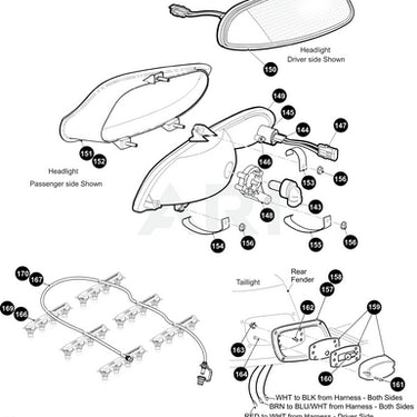 E-Z-GO OEM LH bezel headlamp replacement part for golf carts, weather-resistant and durable front end component.