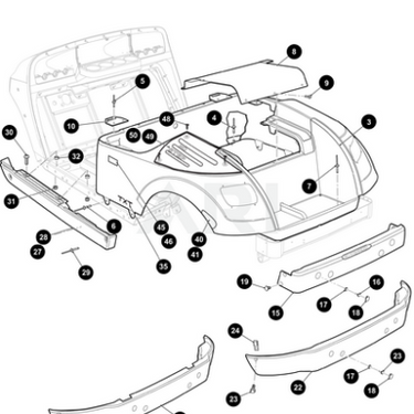 E-Z-GO OEM black body replacement panel for golf carts, designed for a precise fit and exterior upgrade.