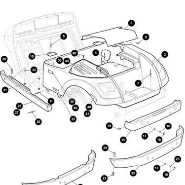 E-Z-GO OEM Bright White golf cart body replacement panel, premium exterior part for EZ-GO golf cart models.