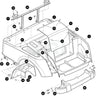 Bright white OEM E-Z-GO golf cart body assembly without lights, part number 650353G0038, for E-Z-GO golf carts.