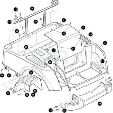 EZ-GO OEM Metallic Charcoal Body With Lights Assembly 650353G0131 For Golf Carts