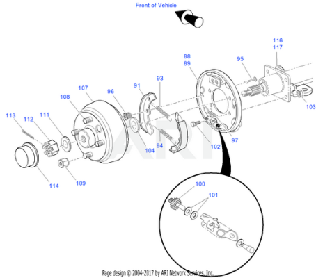 E-Z-GO brake shoe replacement for golf carts, OEM-grade direct fit brake part, shown in close-up image.
