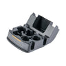 E-Z-GO OEM console assembly for golf carts, black plastic console with storage compartments and control openings.