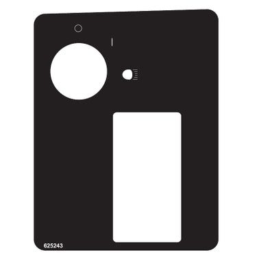 E-Z-GO OEM key switch decal for golf cart dashboard, durable control panel label with lights and SOC indicators.