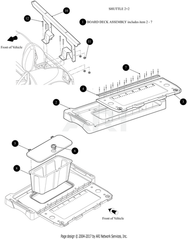 E-Z-GO OEM Deck Assembly Board replacement for golf carts, showing the durable deck component with mounting points.