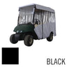 Black OEM E-Z-GO RXV 4-passenger golf cart enclosure with weatherproof shield, model PF11555, designed for outdoor protection.