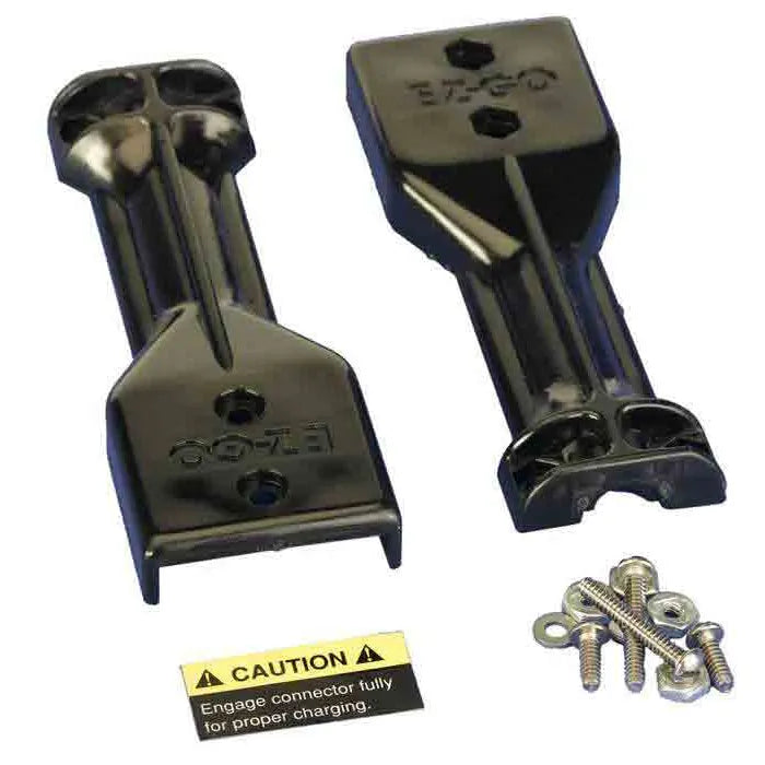 E-Z-GO OEM 18972G1 handle and DC charging port for golf cart electric vehicle, showing the handle and receptacle in detail.