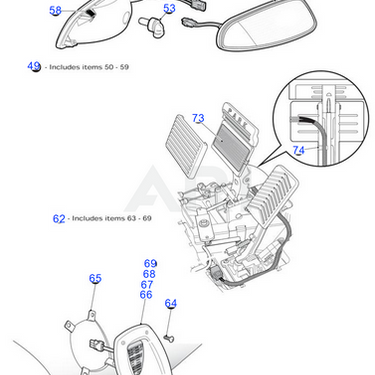 E-Z-GO OEM head lamp kit for EZGO RXV golf carts, includes right and left high visibility weatherproof head lamps.