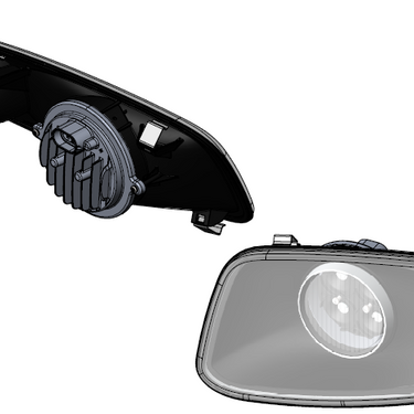 E-Z-GO RXV LED headlight assembly for golf carts, left-hand model, OEM part No. LHRXVLED, showing the headlight close-up.