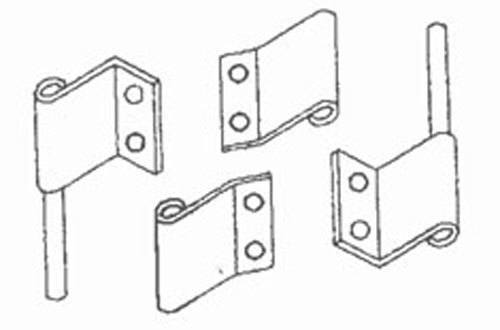E-Z-GO cab hinge set with left and right hinges for golf cart replacement, featuring OEM Curtis hinges for easy installation.