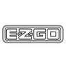 E-Z-GO platinum nameplate badge for golf carts, featuring the official E-Z-GO logo and branding on a sleek metal emblem plate.