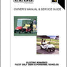 E-Z-GO OEM Electric PDS Golf Cart Owners Guide for 2001-2003 models showing cover with manual title and E-Z-GO branding.