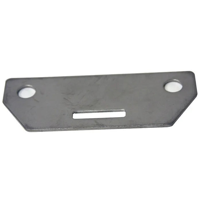 E-Z-GO OEM Plate Seat Hinge 602558, durable replacement part for golf cart seat hinge, natural metal finish, mounted on golf cart seat.