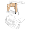 E-Z-GO rear bag cover kit for TXT golf carts, black weather-resistant fabric, OEM part no 618430, designed to protect bag storage area.