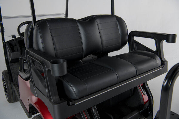 E-Z-GO RXV Flip Kit OEM Rear Seat to Flatbed Conversion for golf carts, showing the flip seat mechanism and flatbed layout.