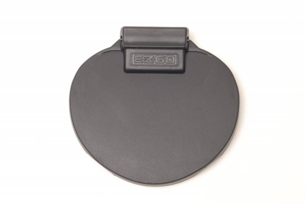 E-Z-GO OEM scorecard holder assembly for golf carts, black plastic design with slot for scorecard and pencil holder.