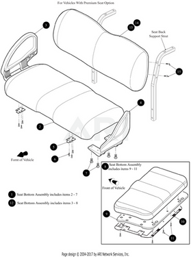 OEM EZ-GO RXV Seat Back Assembly Premium Gray 686149G19 Superseded 10046623G19 for RXV Golf Carts