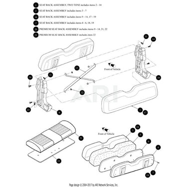 EZGO TXT Seat Back Support OEM RH 10044058G02 Replacement Part For Golf Carts OEM Grade - Rainier Parts