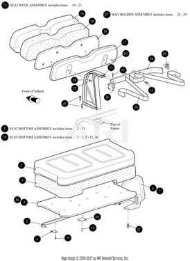 E-Z-GO OEM black seatback assembly for golf carts, large size, durable and comfortable seat support for EZGO vehicles.