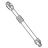 E-Z-GO OEM intermediate shaft replacement for golf carts, showing a metal shaft part with mounting points and gear connections.