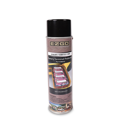 E-Z-GO Battery Terminal Protector Spray for golf carts, corrosion prevention, helps maintain long-lasting battery performance.