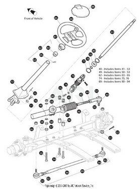OEM EZGO Steering Column Assembly 70758G06 E Coat Corrosion Resistant Finish for Golf Carts