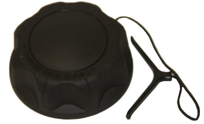 E-Z-GO OEM fuel cap with ratchet and gasket for golf carts, model 670898, service replacement part.