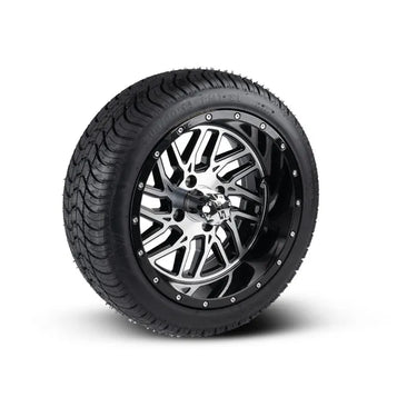 OEM E-Z-GO Paramount 205/40-14 Tire On Wheel For Golf Carts Black Machined Rim PN 20540-14 - Rainier Parts