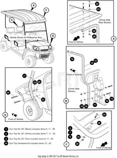 EZ-GO 82in Black Top Kit OEM Weather Shield For Golf Carts 10012623G05 SVC Top Kit