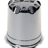 E-Z-GO wheel cap OEM 657175 in black chrome, premium plastic dust shield for golf carts, featuring dual-tone finish.