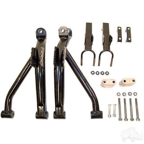 Redhawk RHOX 6-inch lift kit for Yamaha G2 G9 golf carts with increased ground clearance and space for larger tires.