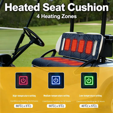 Rainier Parts 4 Zone Heated Golf Cart Seat Cushion Waterproof Graphene Heating USB C Power For Golfers - Rainier Parts