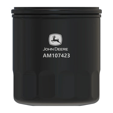 John Deere AM107423 engine oil filter for farm machinery and industrial equipment, showcasing the premium filtration design.