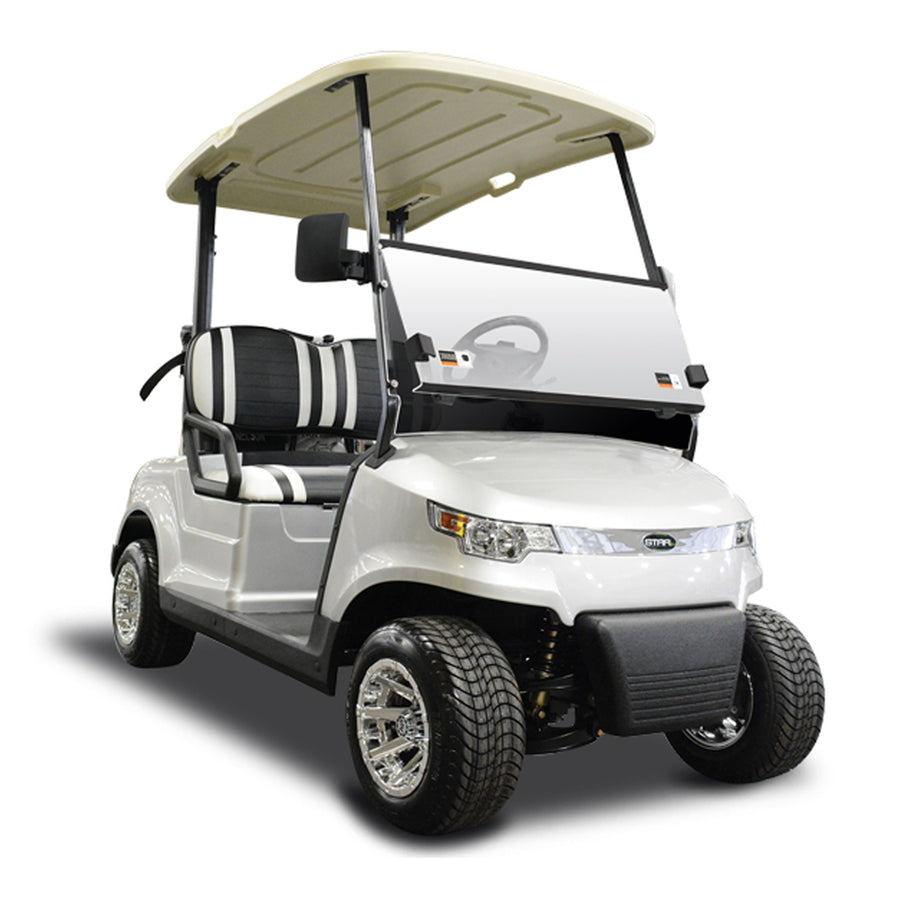 Nivel N2RF700 Capella 2-seat golf cart top weather shield canopy for enhanced comfort and protection during outdoor golf games.