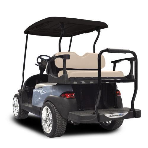 Nivel MadJax Genesis 300 aluminum rear seat kit with buff cushions for Club Car Precedent golf carts, model years 2004 and up.