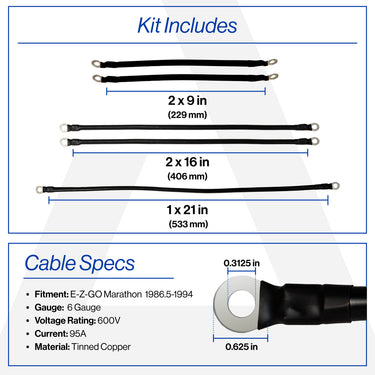 Nivel N1254 OEM EZGO Battery Cable Set 6 Gauge 36V 16 Inch For Golf Carts Reliable Power Delivery