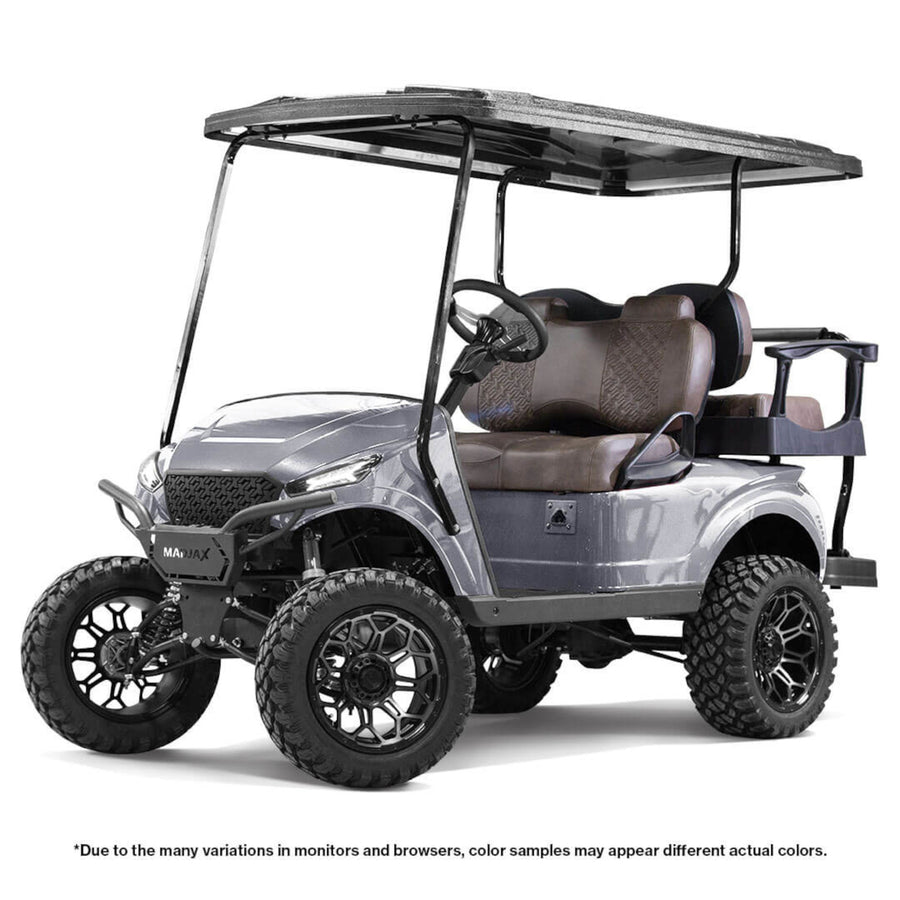 Silver metallic MadJax Storm Body Kit for Nivel N05-235-GY02 golf carts, enhances exterior style and protection.