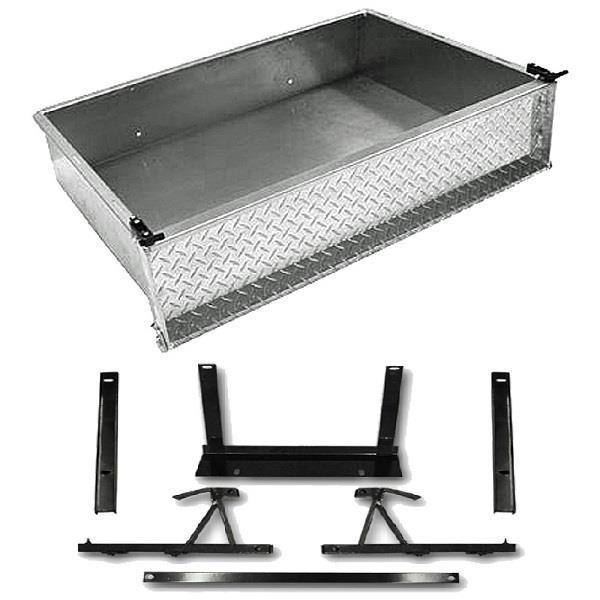 Nivel GTW Cargo Box Kit for Yamaha G29 golf carts, aluminum storage solution with secure lid for Yamaha G29 Drive models.