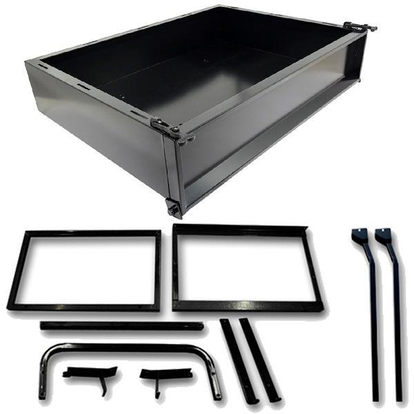 Nivel GTW N04-046 black steel cargo box kit for golf cart, compatible with Club Car Precedent 2004 and up, includes cargo storage.